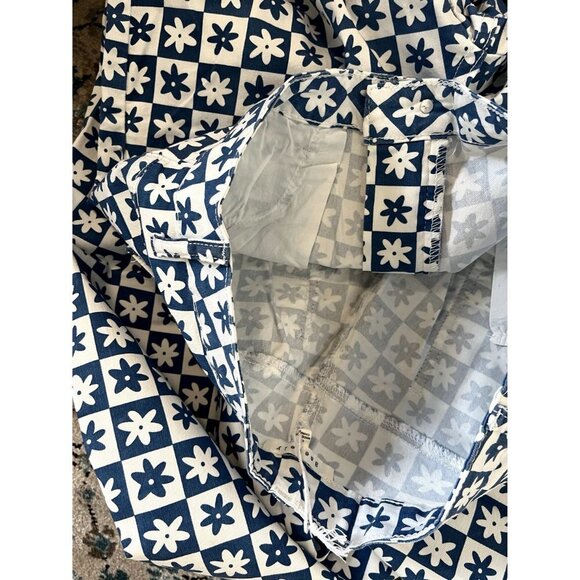 NWT, Unique Vintage Blue & White Checkered Daisy Print Jeans, Size L - Picture 15 of 16